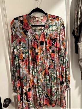 Umgee Multicolor Floral Scoop-Neck Tunic